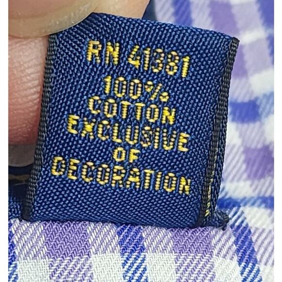 Polo Ralph Lauren Men's Button Up Shirt Purple Blue Check Sz L‎ - Picture 7 of 7